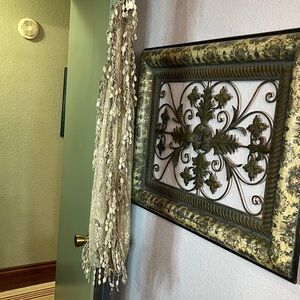 G Infinity Lace Scarf Silvery Grey- crochet fringe